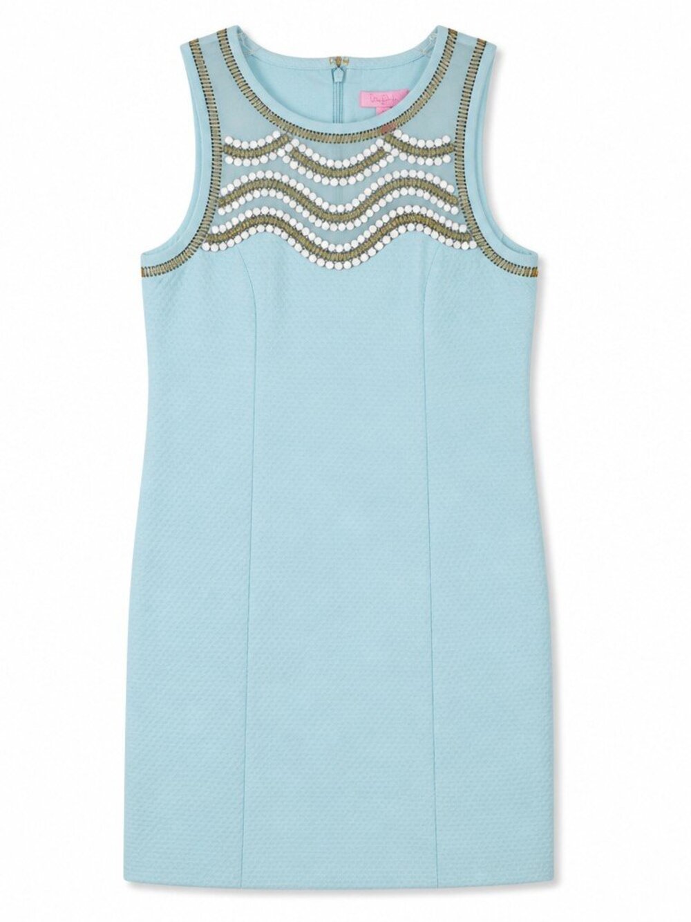NWT Lilly Pulitzer TIA Shift Mini Dress sz 2 Pool Blue Sleeveless Beaded